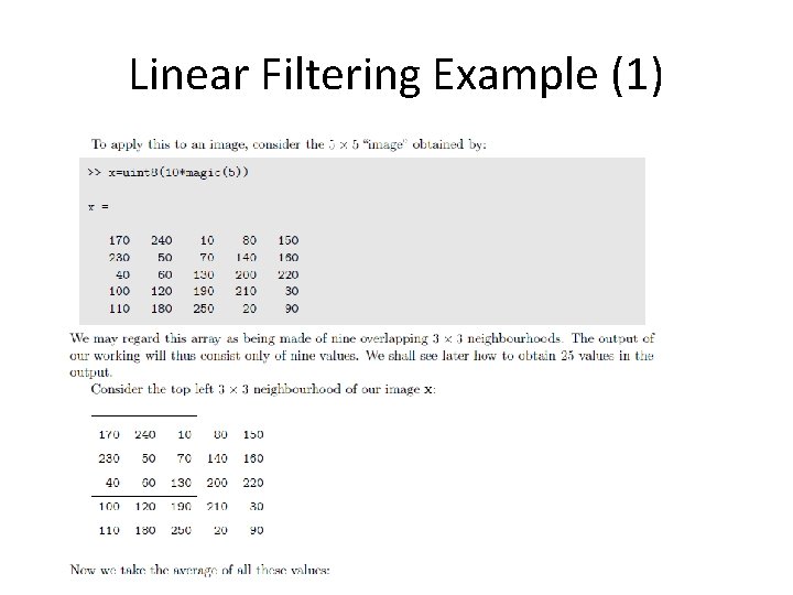 Linear Filtering Example (1) 