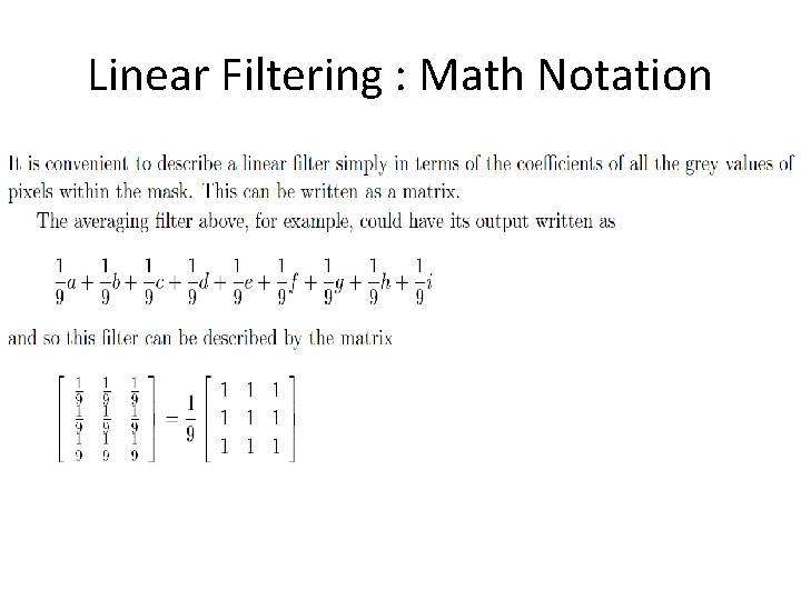 Linear Filtering : Math Notation 