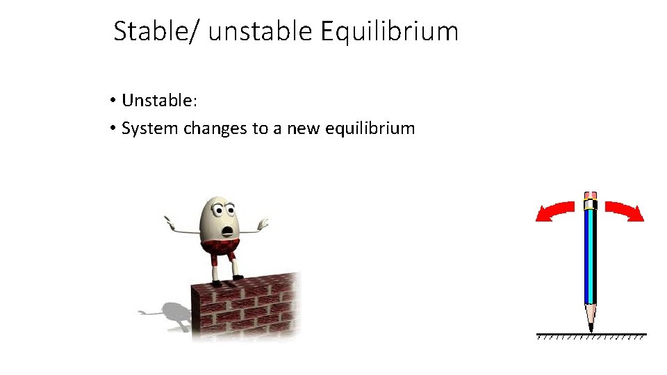 Stable/ unstable Equilibrium • Unstable: • System changes to a new equilibrium 