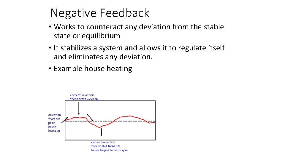 Negative Feedback • Works to counteract any deviation from the stable state or equilibrium