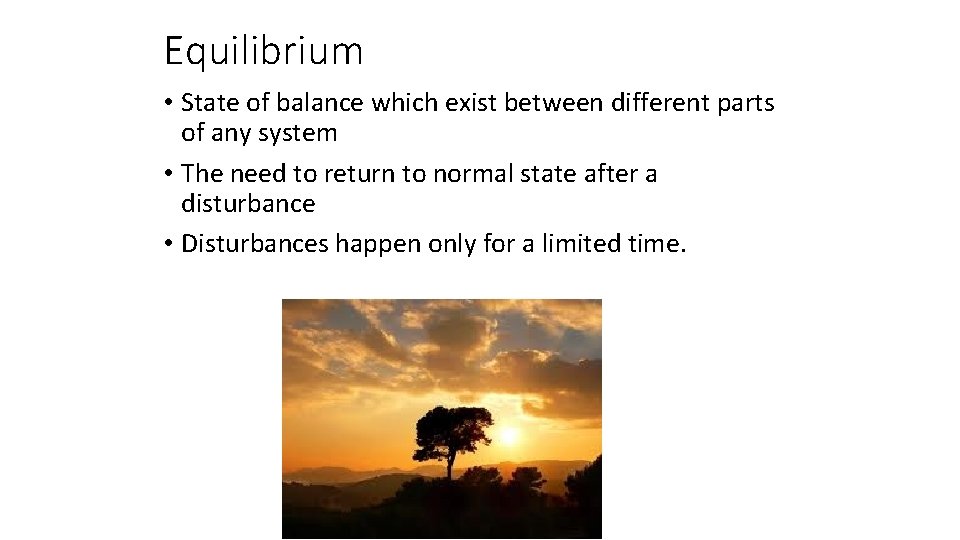 Equilibrium • State of balance which exist between different parts of any system •