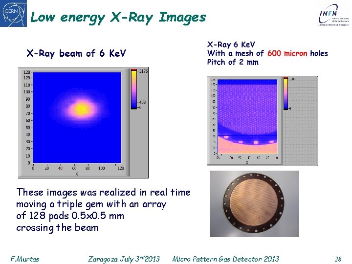 Low energy X-Ray Images These images was realized in real time moving a triple