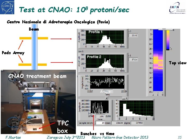 Test at CNAO: 108 protoni/sec Centro Nazionale di Adroterapia Oncologica (Pavia) Beam Profile 1
