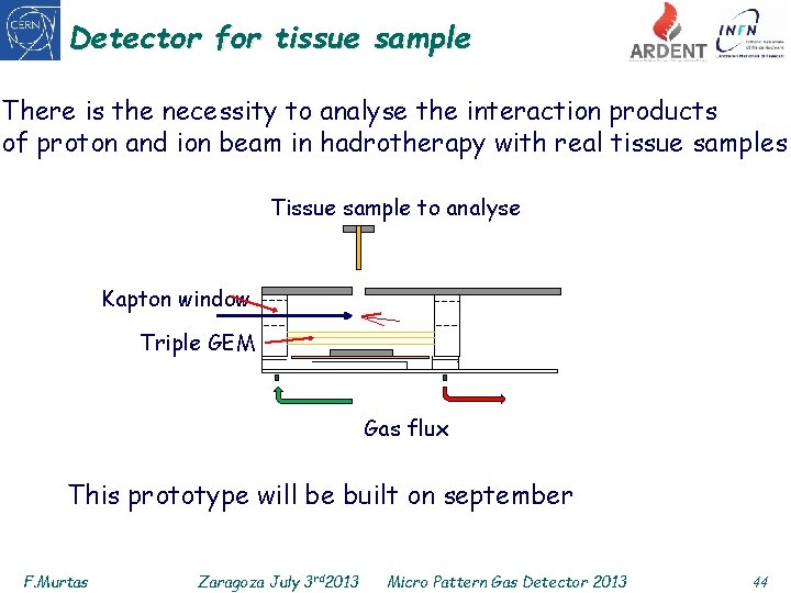 Detector for tissue sample There is the necessity to analyse the interaction products of