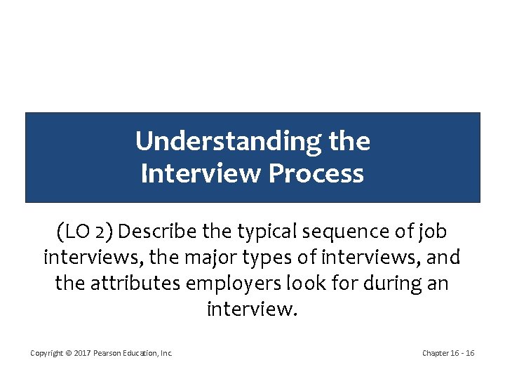 Understanding the Interview Process (LO 2) Describe the typical sequence of job interviews, the