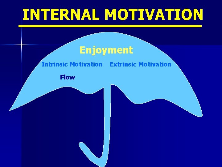 INTERNAL MOTIVATION Enjoyment Intrinsic Motivation Flow Extrinsic Motivation 