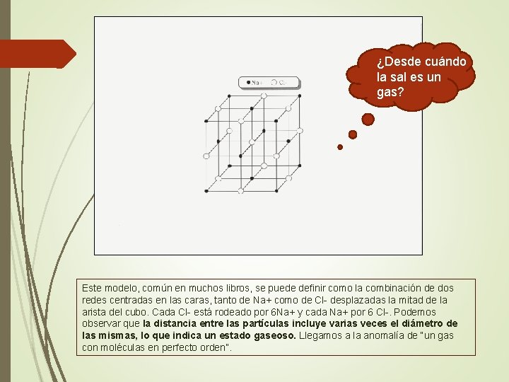 ¿Desde cuándo la sal es un gas? Este modelo, común en muchos libros, se