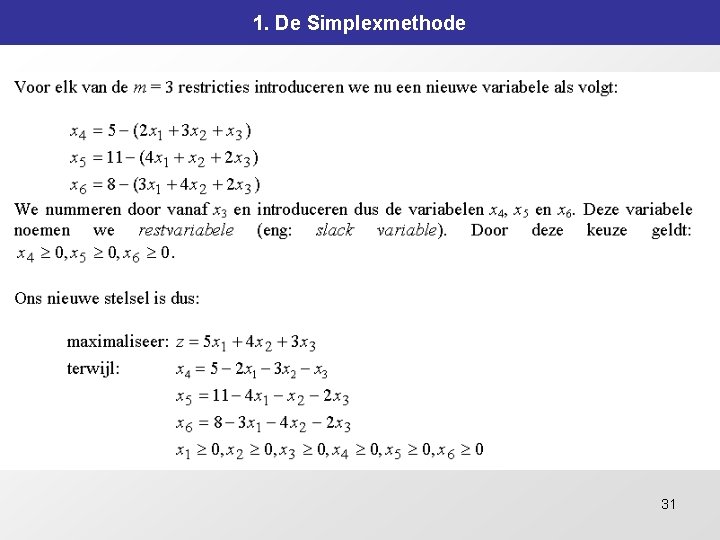 1. De Simplexmethode 31 