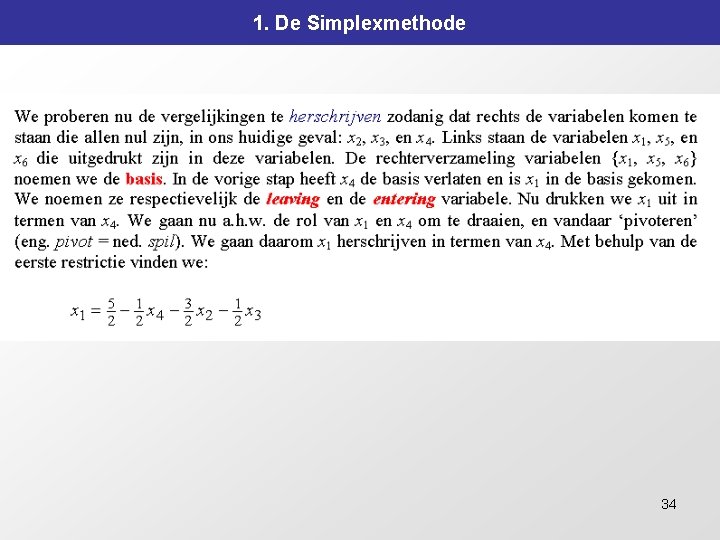 1. De Simplexmethode 34 