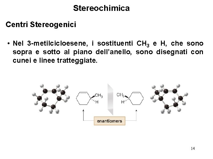 Stereochimica Centri Stereogenici • Nel 3 -metilcicloesene, i sostituenti CH 3 e H, che