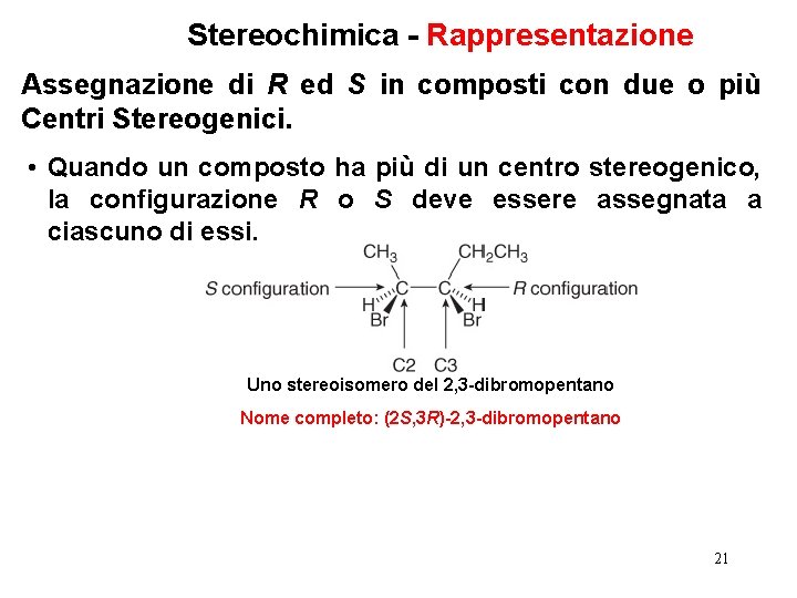 Stereochimica - Rappresentazione Assegnazione di R ed S in composti con due o più