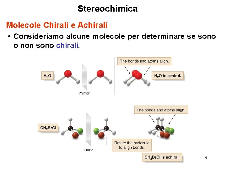 Stereochimica Molecole Chirali e Achirali • Consideriamo alcune molecole per determinare se sono o