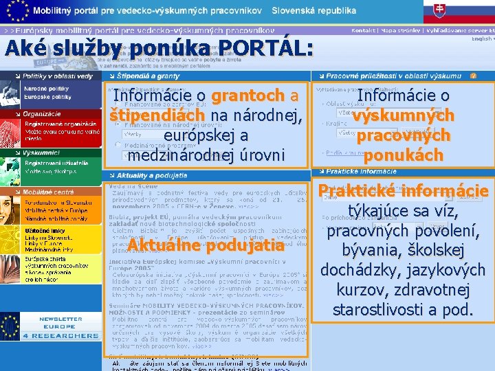 Aké služby ponúka PORTÁL: Informácie o grantoch a štipendiách na národnej, európskej a medzinárodnej