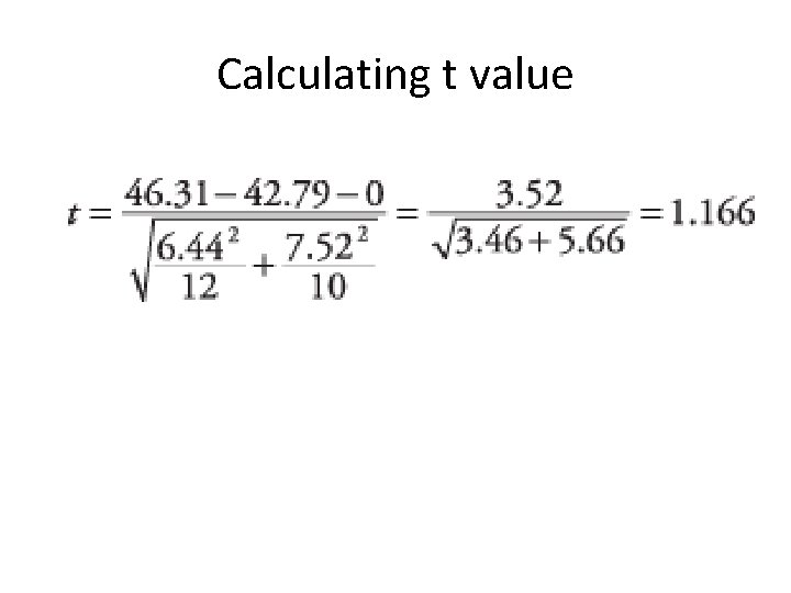 Calculating t value 
