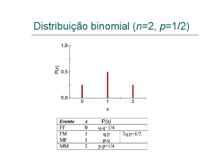 Distribuição binomial (n=2, p=1/2) 