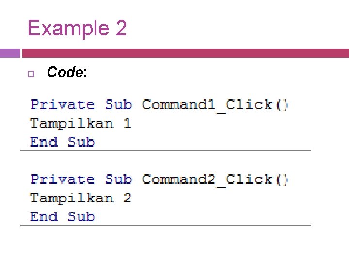 Example 2 Code: 
