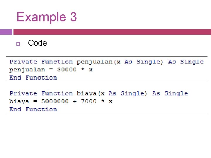 Example 3 Code 