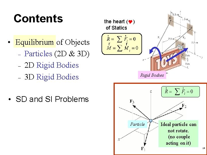 Contents • Equilibrium of Objects – Particles (2 D & 3 D) – 2