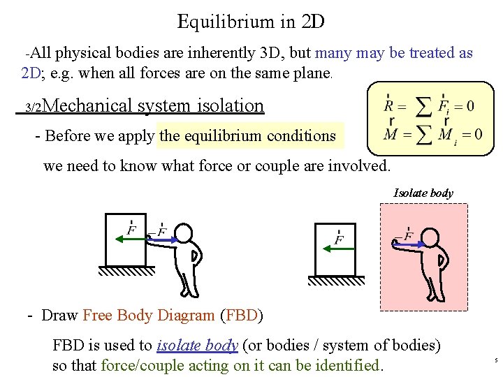 Equilibrium in 2 D -All physical bodies are inherently 3 D, but many may