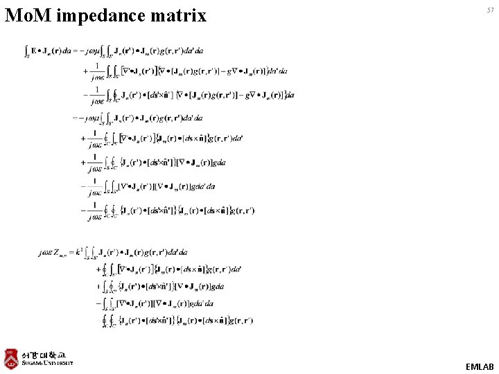 Mo. M impedance matrix 57 EMLAB 