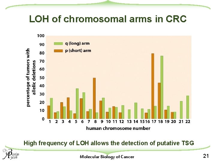 LOH of chromosomal arms in CRC High frequency of LOH allows the detection of