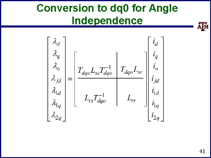 Conversion to dq 0 for Angle Independence 41 