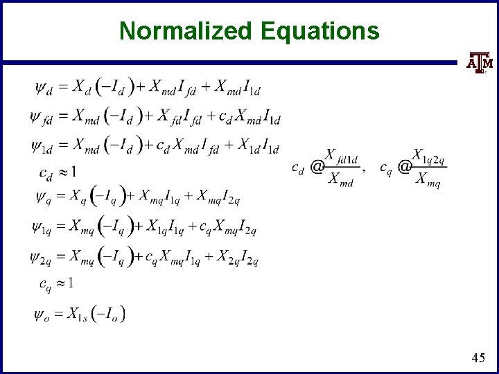 Normalized Equations 45 