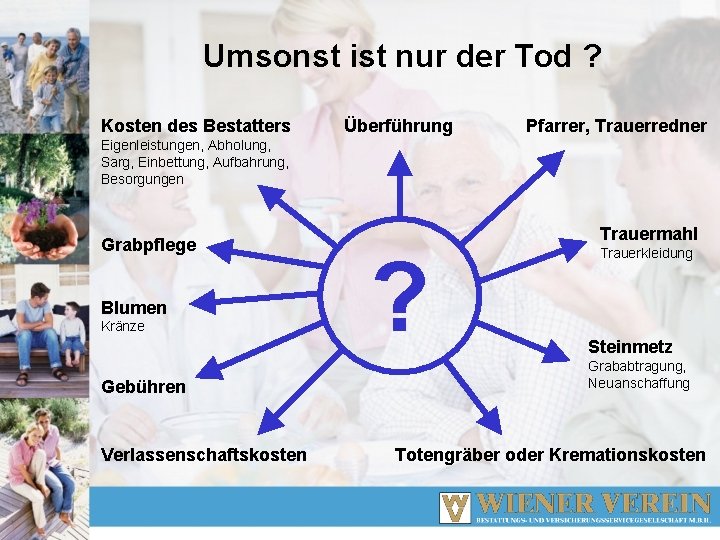 Umsonst ist nur der Tod ? Kosten des Bestatters Überführung Pfarrer, Trauerredner Eigenleistungen, Abholung,