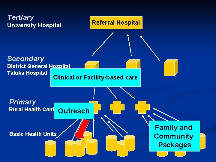 Tertiary University Hospital Referral Hospital Secondary District General Hospital Taluka Hospital Clinical or Facility-based