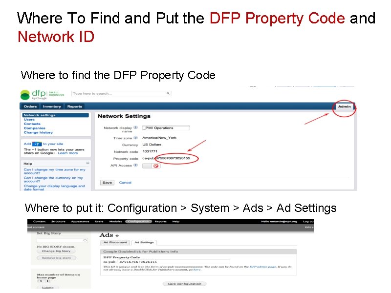 Where To Find and Put the DFP Property Code and Network ID Where to