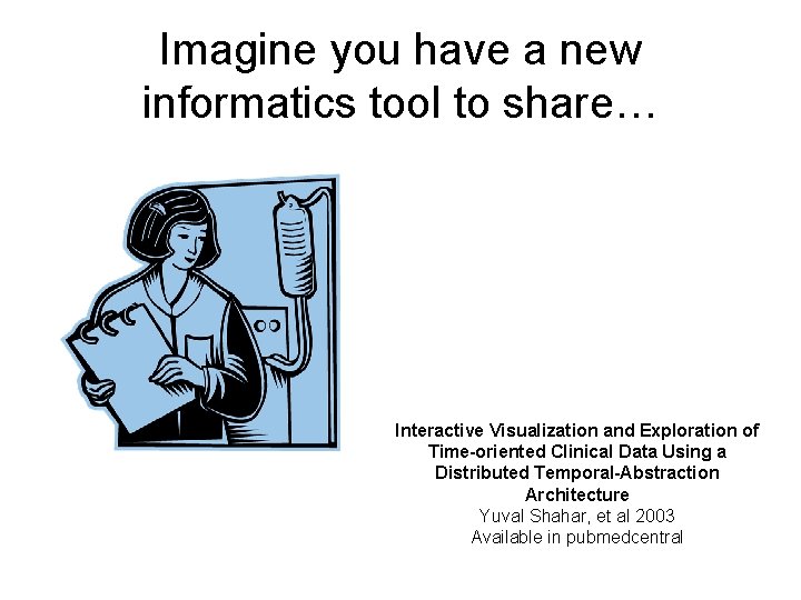 Imagine you have a new informatics tool to share… Interactive Visualization and Exploration of