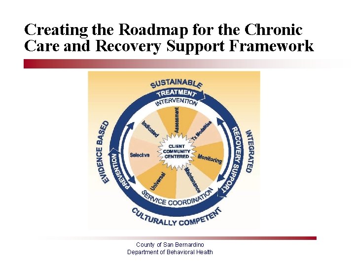 Creating the Roadmap for the Chronic Care and Recovery Support Framework County of San