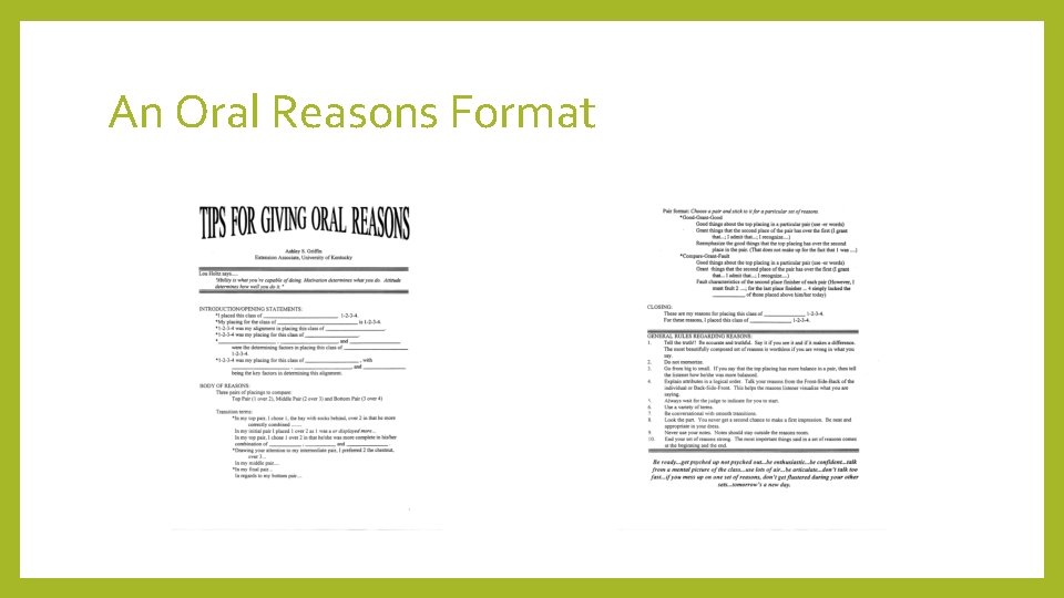 An Oral Reasons Format 