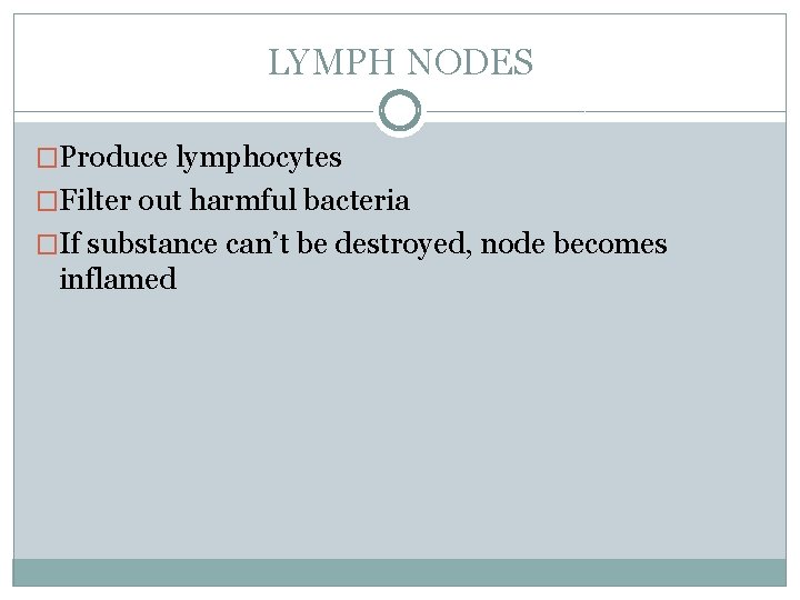 LYMPHATIC SYSTEM FUNCTION LYMPH Fluid that goes between