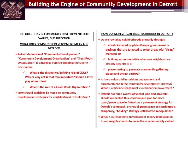 Building the Engine of Community Development in Detroit 