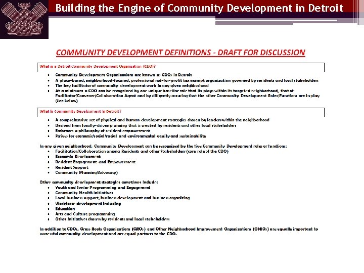 Building the Engine of Community Development in Detroit 