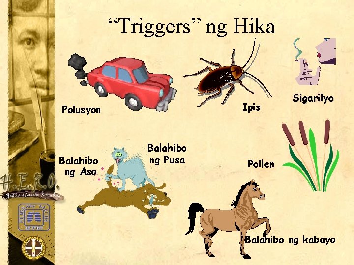 “Triggers” ng Hika Ipis Polusyon Balahibo ng Aso Balahibo ng Pusa Sigarilyo Pollen Balahibo