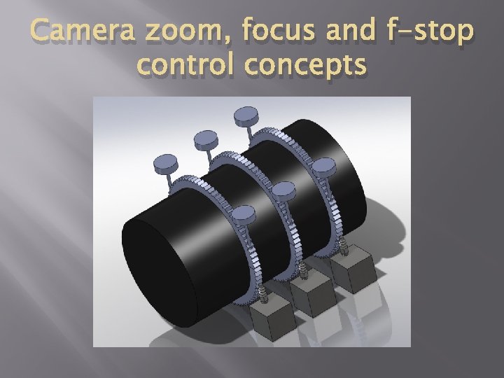 Camera zoom, focus and f-stop control concepts 