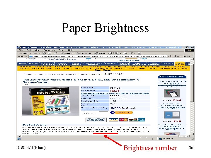 Paper Brightness CSC 370 (Blum) Brightness number 26 