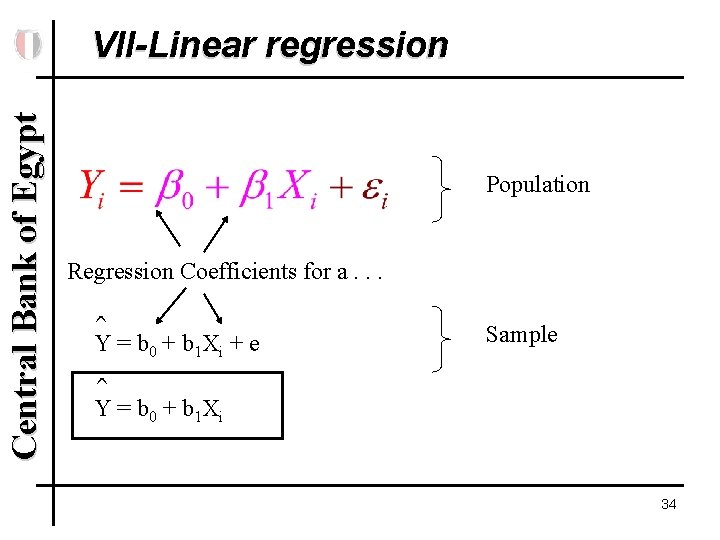 Central Bank of Egypt VII-Linear regression Population Regression Coefficients for a. . . ˆ