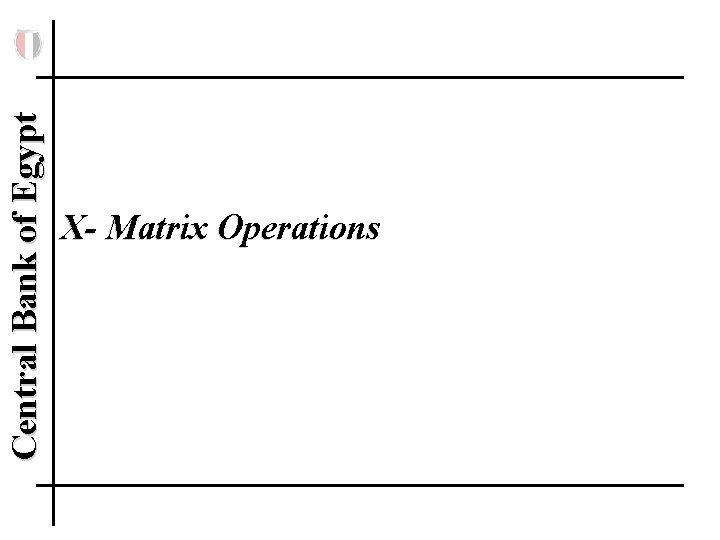 Central Bank of Egypt X- Matrix Operations 
