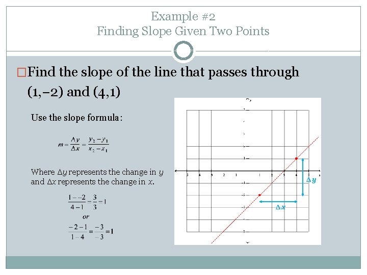 Example #2 Finding Slope Given Two Points �Find the slope of the line that Example #2 Finding Slope Given Two Points �Find the slope of the line that