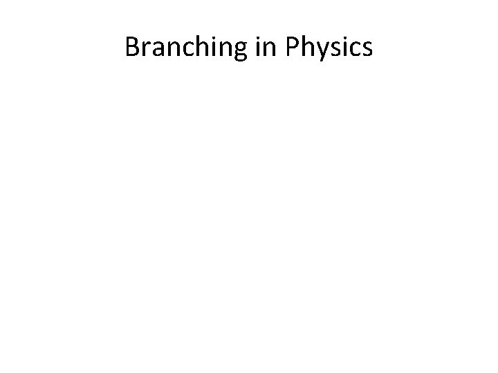 Branching in Physics Branching in Physics