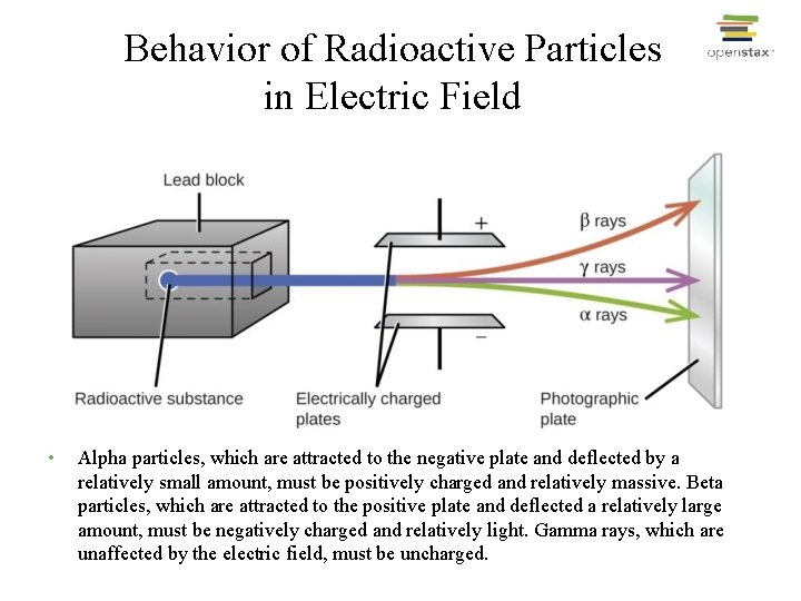 Behavior of Radioactive Particles in Electric Field • Alpha particles, which are attracted to