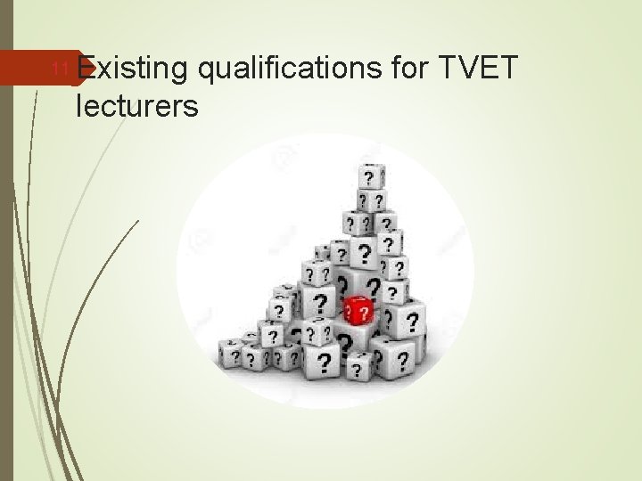 11 Existing qualifications for TVET lecturers 