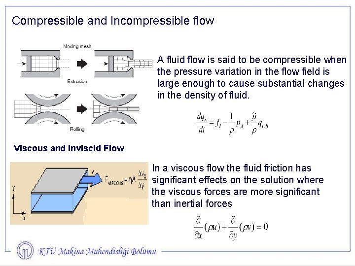 Compressible and Incompressible flow A fluid flow is said to be compressible when the