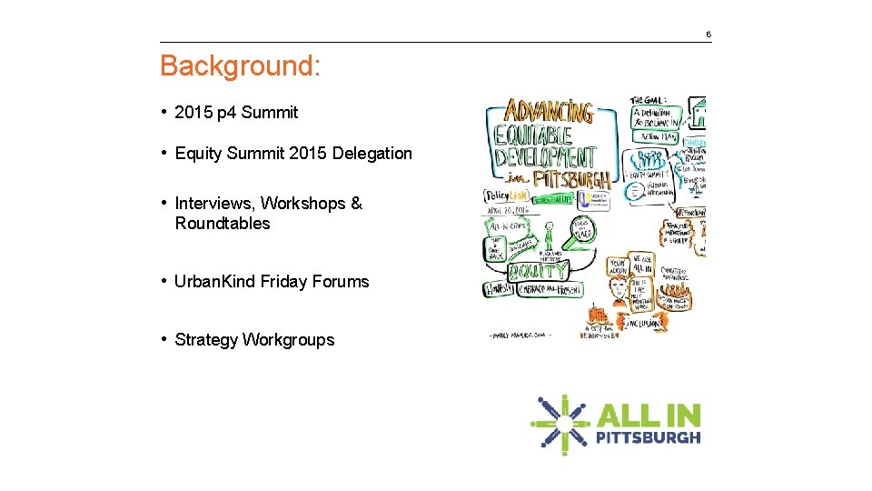 6 Background: • 2015 p 4 Summit • Equity Summit 2015 Delegation • Interviews,