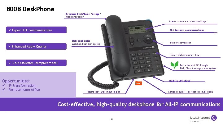 8008 Desk. Phone Premium Desk. Phone “design” Moon grey color 3 -lines screen +