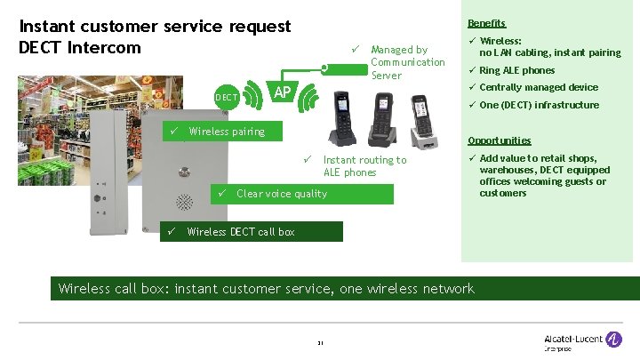 Instant customer service request DECT Intercom DECT Benefits Ring ALE phones One (DECT) infrastructure