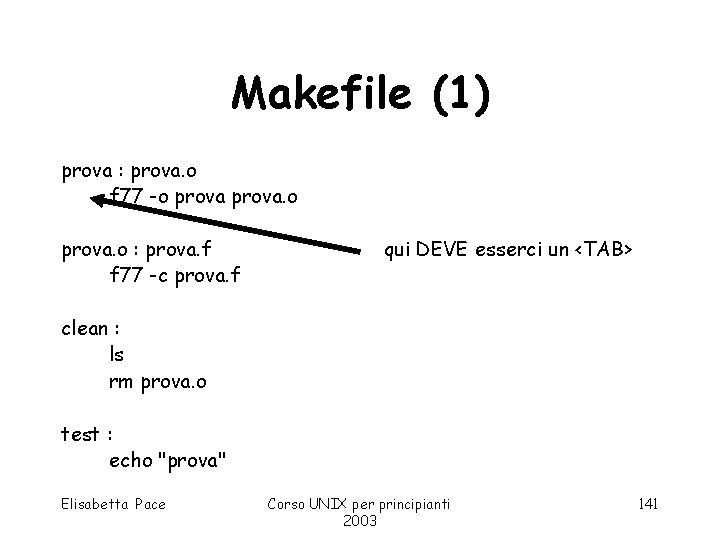 Makefile (1) prova : prova. o f 77 -o prova. o : prova. f
